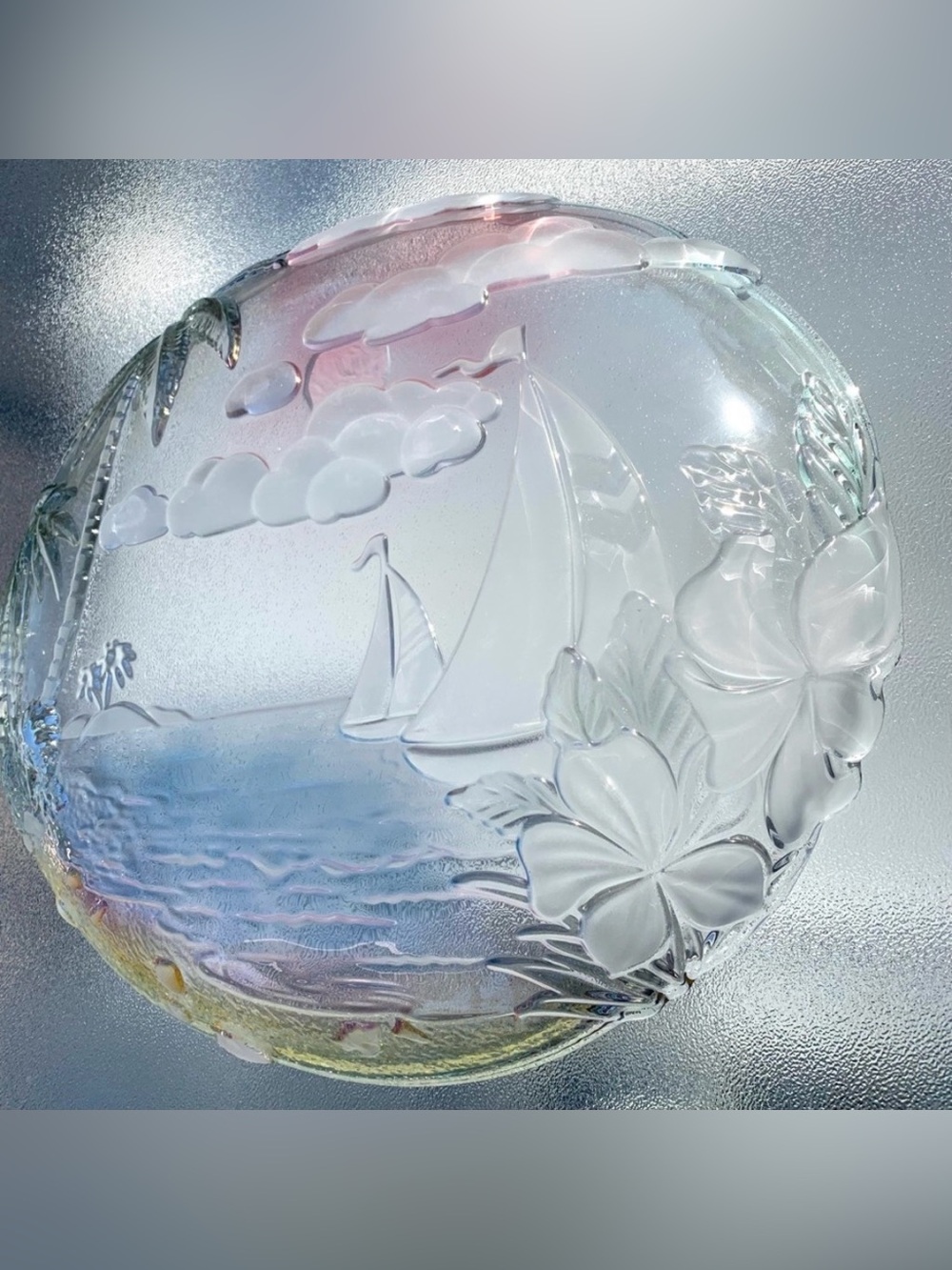Mikasa 3D Sunrise Bay 18-1/2” Oval Sailboat Nautical Hostess Glass Platter - Picture 11 of 11